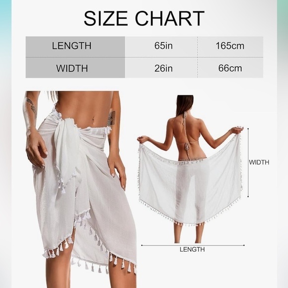 NEW Swimsuit Beach Pool Cover Up Skirt Tassel Wrap Sarong Green One Size - Picture 6 of 6